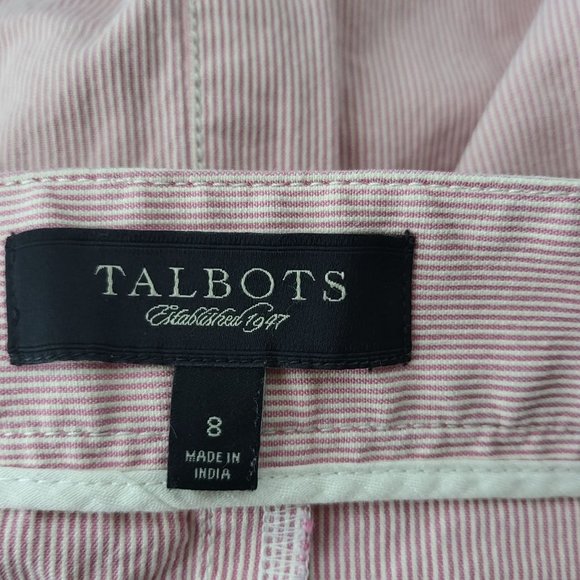 Talbots Womens Pink Stripe Midi Skirt Size 8 Career Office Summer Spring Career - Picture 6 of 11